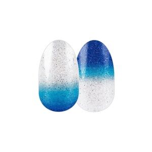 Color Street DOSE OF MYKONOS Deep Blue Turquoise  White Ombré Glitter Nail Set